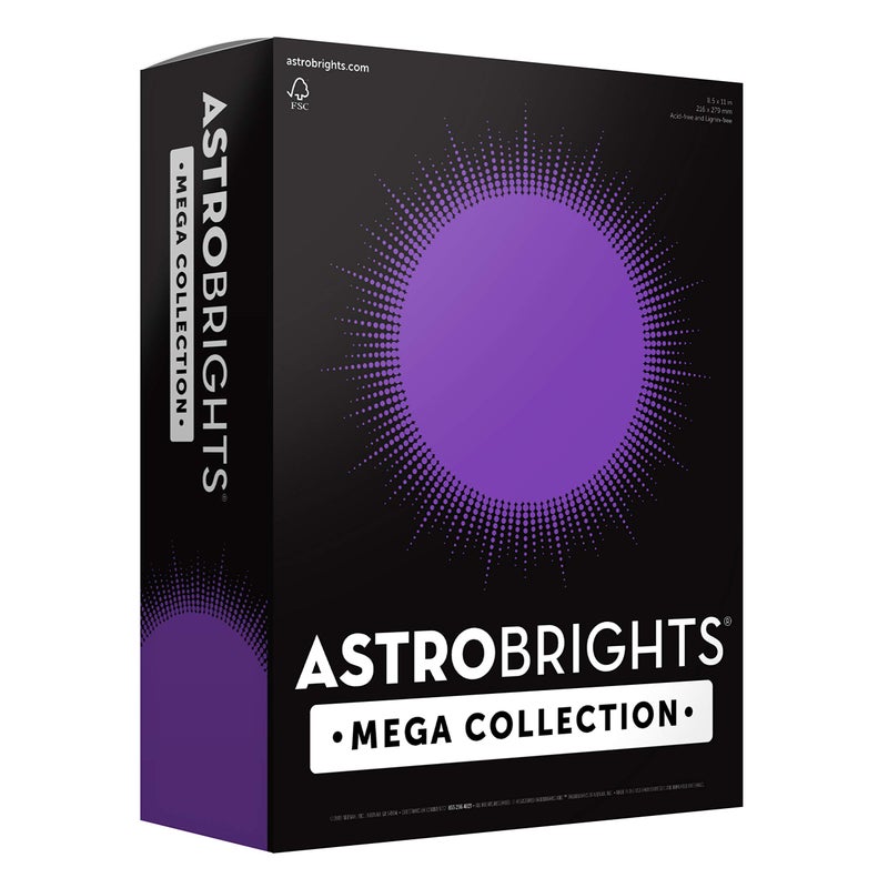 Astrobrights Mega Collection, Colored Paper, Ultra Purple, 625 Sheets, 24 lb/89 gsm, 8.5" x 11" - MORE SHEETS! (91691) - Image 1